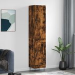 vidaXL Buffet haut Chêne fumé 34 5x34x180 cm Bois d'ingénierie