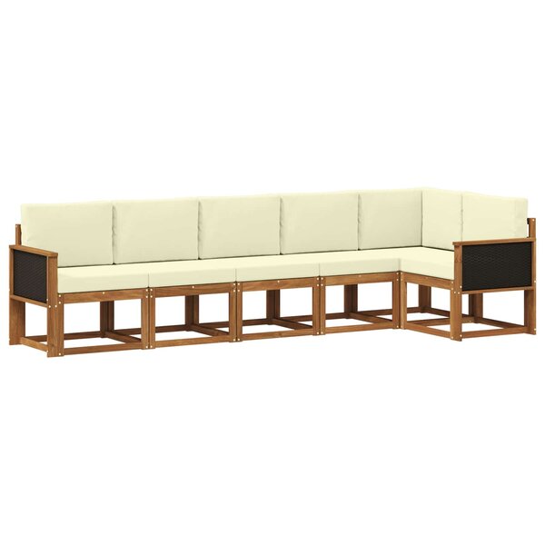 vidaXL Ensemble de canapés d'extérieur 6 pc Naturel et Crème Polyester
