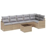 vidaXL Ensemble de canapé de jardin avec coussin 7 Pièces Noir Poly rotin