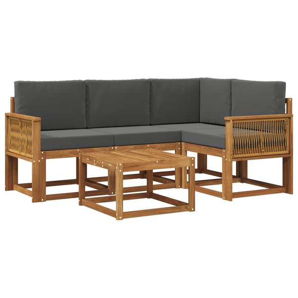 vidaXL Ensemble de canapés d'extérieur 5 pc Naturel et Anthracite