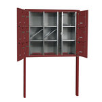 Bloc collectif Leabox  3x3  grade 3  simple face  extérieur  fixation sur pieds à sceller  rouge brun ral 3011 finition brillante