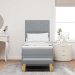 vidaXL Lit à ressorts avec matelas Gris clair 80 x 200 cm tissu
