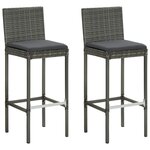 vidaXL Tabourets de bar de jardin et coussins lot de 2 résine tressée