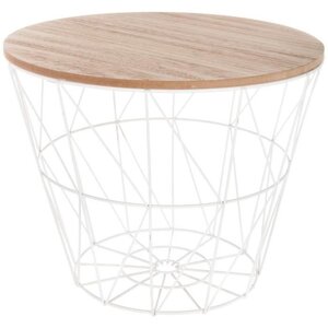 Table café Kumi métal - D, 38 x H, 30,5 cm - Blanc