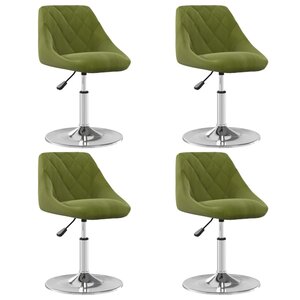 vidaXL Chaises pivotantes à manger lot de 4 vert clair velours