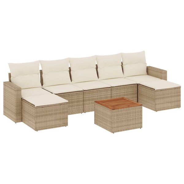 vidaXL Salon de jardin avec coussins 8 Pièces beige résine tressée