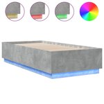 vidaXL Cadre de lit avec LED sans matelas gris béton 90x200 cm