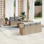 vidaXL Salon de jardin avec coussins 6 Pièces beige résine tressée