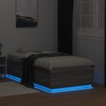 vidaXL Cadre de lit avec LED sans matelas sonoma gris 75x190 cm