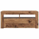 vidaXL Meuble TV avec lumières LED vieux bois bois d'ingénierie