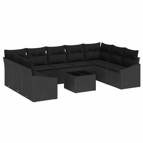 vidaXL Ensemble de canapé de jardin avec stockage Noir polyrotin
