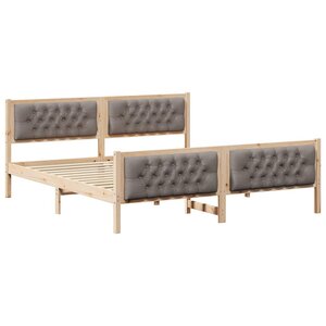 vidaXL Cadre de lit avec tête de lit Taupe 180 x 200 cm Pin massif