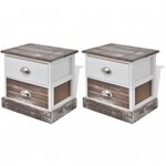 vidaXL Table de chevet 2 Pièces Marron et Blanc