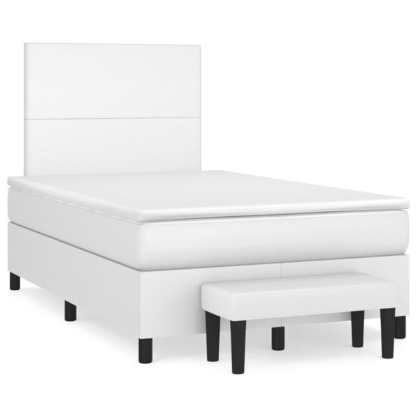 vidaXL Sommier à lattes de lit avec matelas Blanc 120x200cm Similicuir