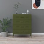 vidaXL Commode Vert olive 80x35x101 5 cm Acier
