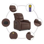 vidaXL Fauteuil inclinable de massage Marron Similicuir
