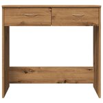 Bureau table poste de travail meuble d'ordinateur informatique étude chêne artisanal 80 x 40 x 75 cm bois d'ingénierie brun 02_0023560