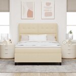 vidaXL Lit à ressorts avec matelas Crème 190 x 140 cm tissu