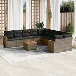 vidaXL Salon de jardin 11 Pièces avec coussins gris résine tressée