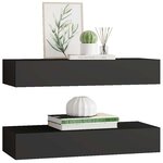 vidaXL Étagères à tiroirs murales 2 Pièces Noir 60x23 5x10 cm MDF