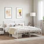 vidaXL Cadre de lit métal avec tête de lit/pied de lit blanc 180x200cm