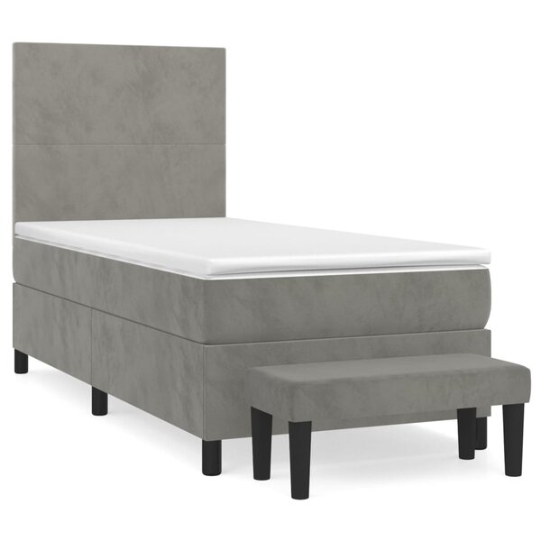 vidaXL Sommier à lattes de lit et matelas Gris clair 90x200 cm Velours