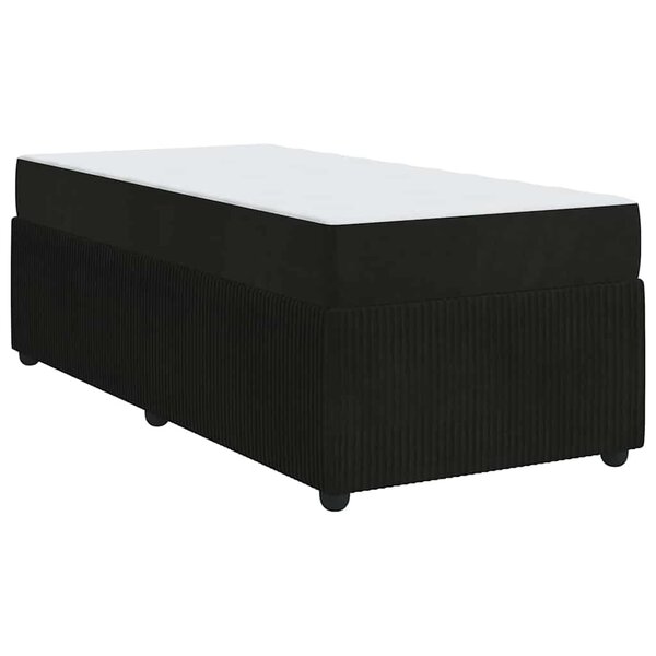 vidaXL Cadre de lit avec matelas Noir 100 x 200 cm tissu