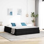 vidaXL Lit avec rangement et matelas Noir 160 x 200 cm Polyester