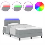 vidaXL Lit à ressort avec matelas et lumière LED grise 120x190 cm en tissu