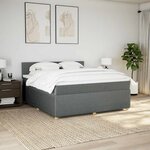vidaXL Sommier à lattes de lit avec matelas Gris foncé 180x200cm Tissu