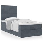 vidaXL Cadre de lit ottoman et matelas gris foncé 90x200 cm velours
