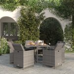 vidaXL Ensemble à manger de jardin coussins 9Pièces Résine tressée Gris