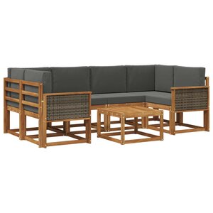 vidaXL Ensemble de canapés d'extérieur 5 pc Naturel et Anthracite