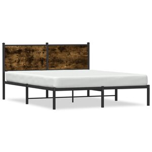 vidaXL Cadre de lit en métal sans matelas chêne fumé 137x190 cm
