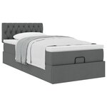 vidaXL Cadre de lit ottoman avec matelas gris foncé 100x200 cm tissu