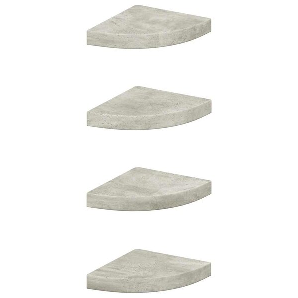 vidaXL Étagères d'angle murales 4 Pièces Gris béton 25x25x3 8 cm MDF