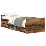 vidaXL Cadre de lit sans matelas vieux bois 90x190 cm bois ingénierie