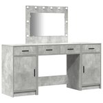 Ensemble de coiffeuse de 3 pièces avec LED en bois d'ingénierie gris béton