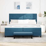 vidaXL Lit à ressorts avec matelas Bleu foncé 200 x 200 cm Velours