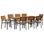 vidaXL Ensemble de salle à manger de jardin 9 pièces en bois d'acacia massif et métal