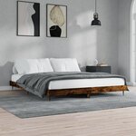 vidaXL Cadre de lit sans matelas chêne fumé 200x200 cm bois ingénierie