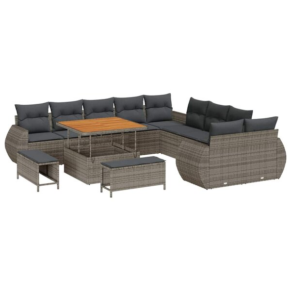vidaXL Ensemble de canapé de jardin 13 Pièces Gris 100 x 100 x 71 cm