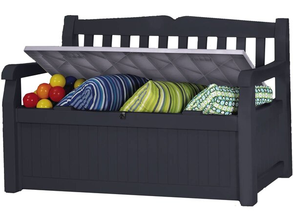 Coffre-banc jardin résine "Bogota" - 265 L - 140 x 60 x 84 cm - Anthracite