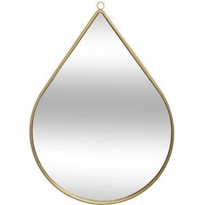 Miroir mural en métal en forme de Goutte - 21 x 29 cm - Doré