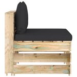 vidaXL Canapé central sectionnel avec coussins Bois imprégné de vert