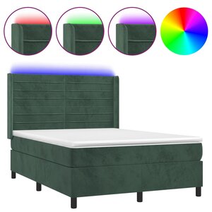 vidaXL Sommier à lattes de lit matelas et LED Vert foncé 140x190 cm