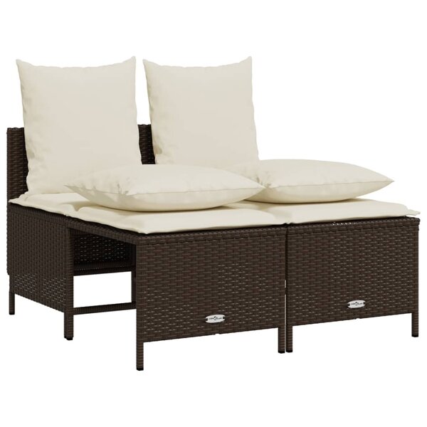 vidaXL Salon de jardin 4 Pièces avec coussins marron résine tressée