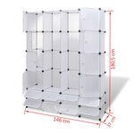 vidaXL Cabinet modulable avec 18 compartiments blanc 37x146x180 5 cm