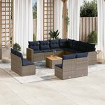 vidaXL Salon de jardin avec coussins 12 Pièces gris résine tressée