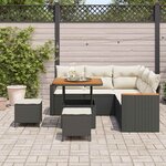 vidaXL Ensemble de canapé de jardin 8 Pièces Noir polyrotin